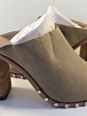 Mercer Edit taupe leather studded mules